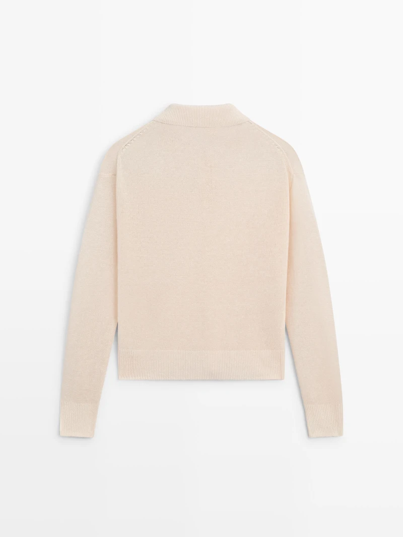 Fine linen polo collar sweater