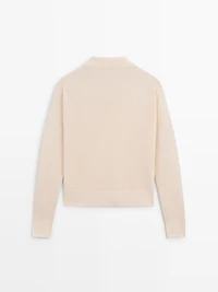 Fine linen polo collar sweater