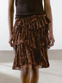 Ruffled floral print skirt