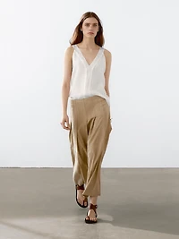 Flowing double fabric top