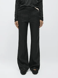 100% linen kick flare fit trousers