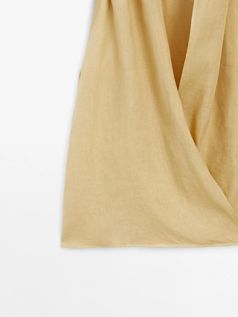 Linen crossover halter top