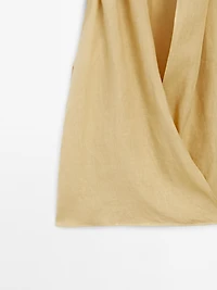 Linen crossover halter top