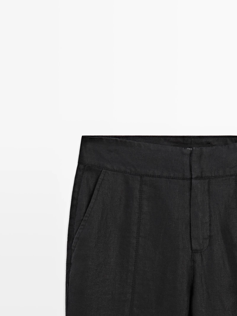 100% linen kick flare fit trousers