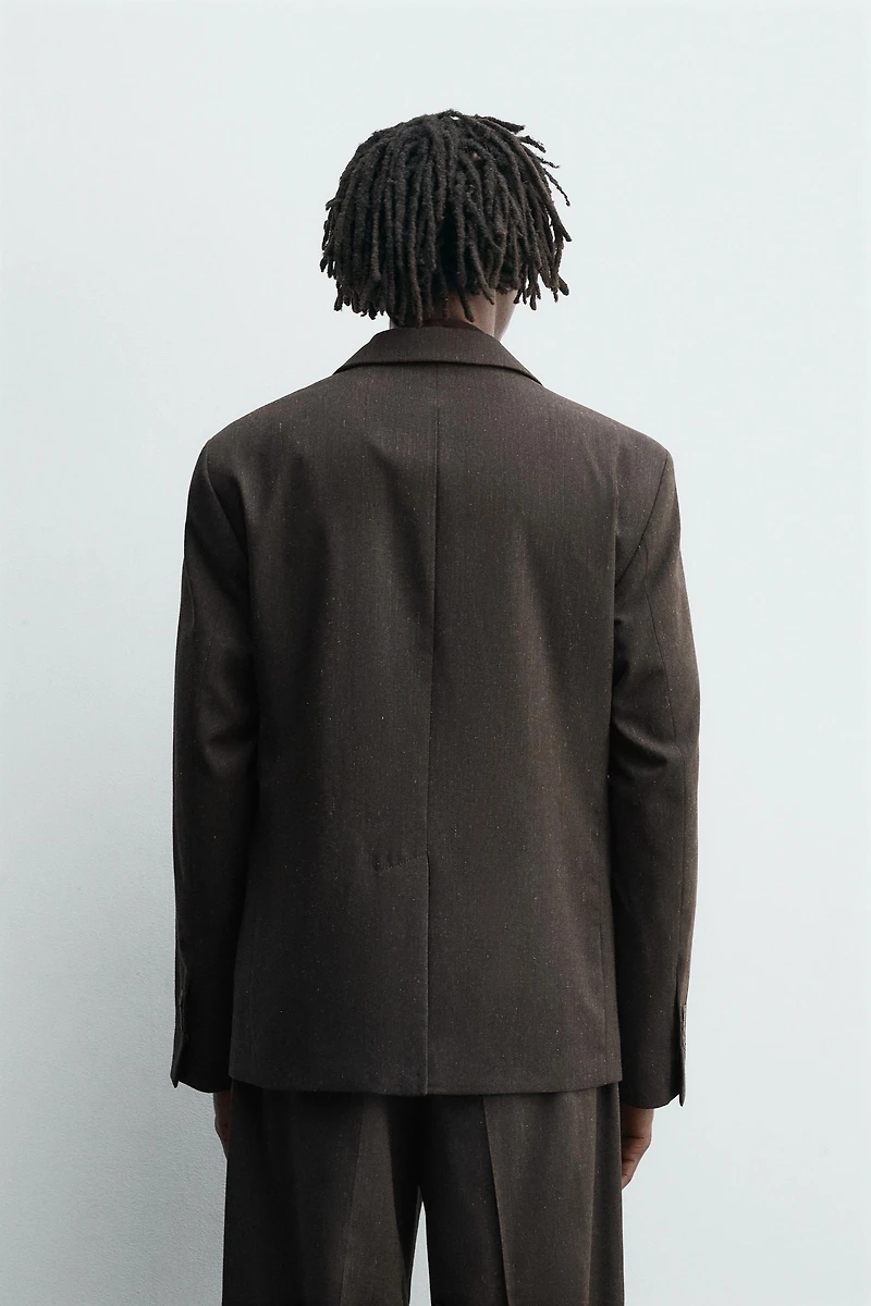 DOUBLE BREASTED WOOL BLEND SUIT JACKET
