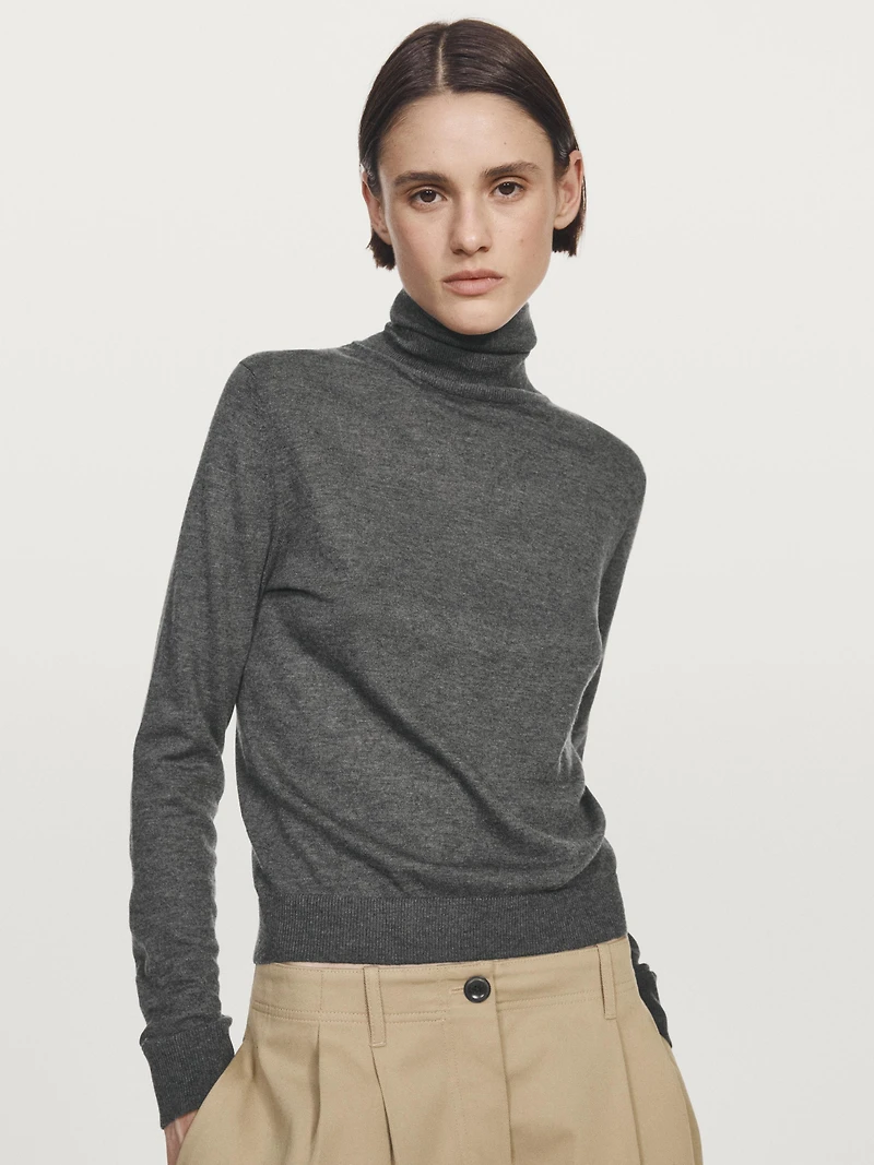 Pull maille col montant avec laine