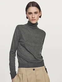 Pull maille col montant avec laine