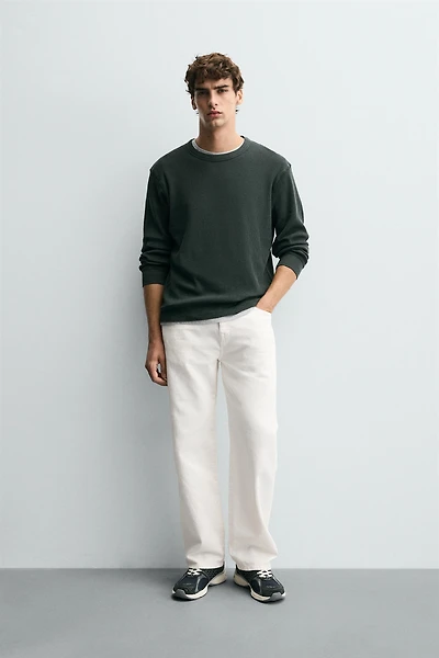 BASIC WAFFLE KNIT T-SHIRT