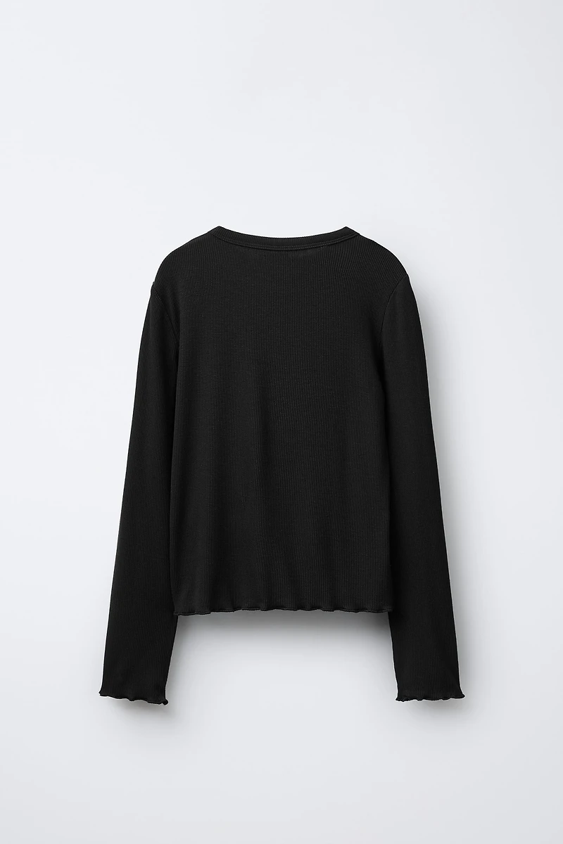 SEQUINED RIBBED T-SHIRT