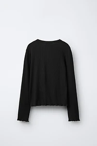 SEQUINED RIBBED T-SHIRT