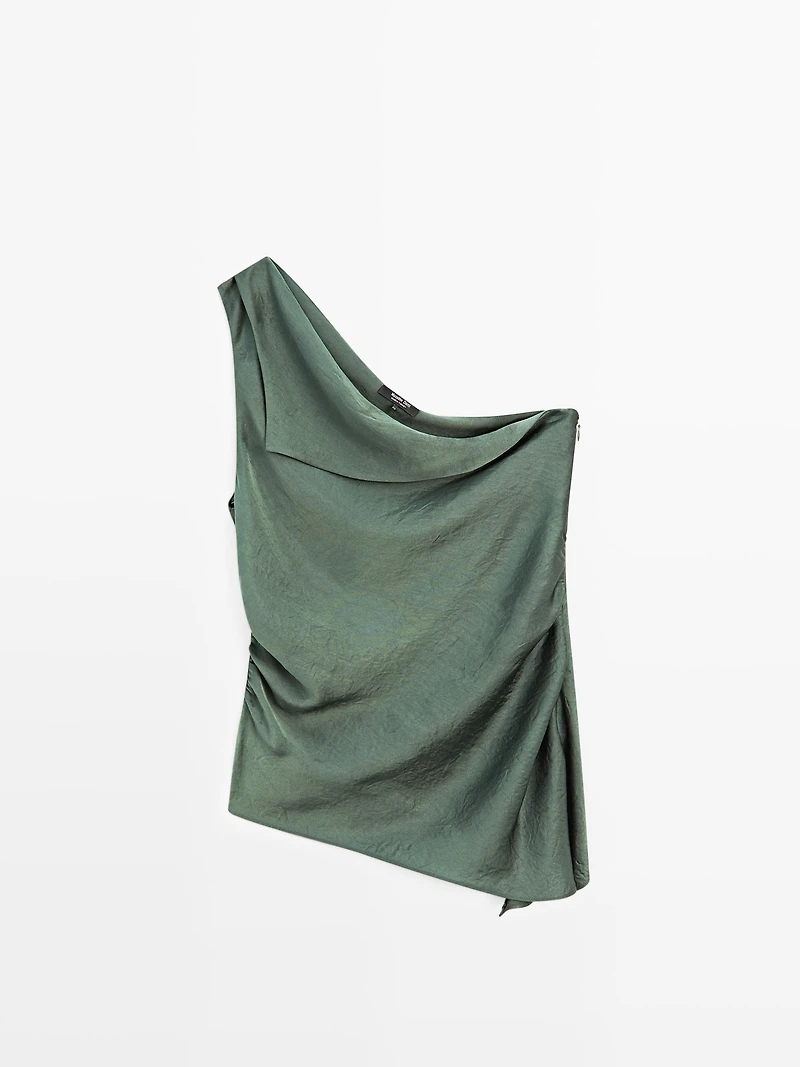 Asymmetric top with draped detail