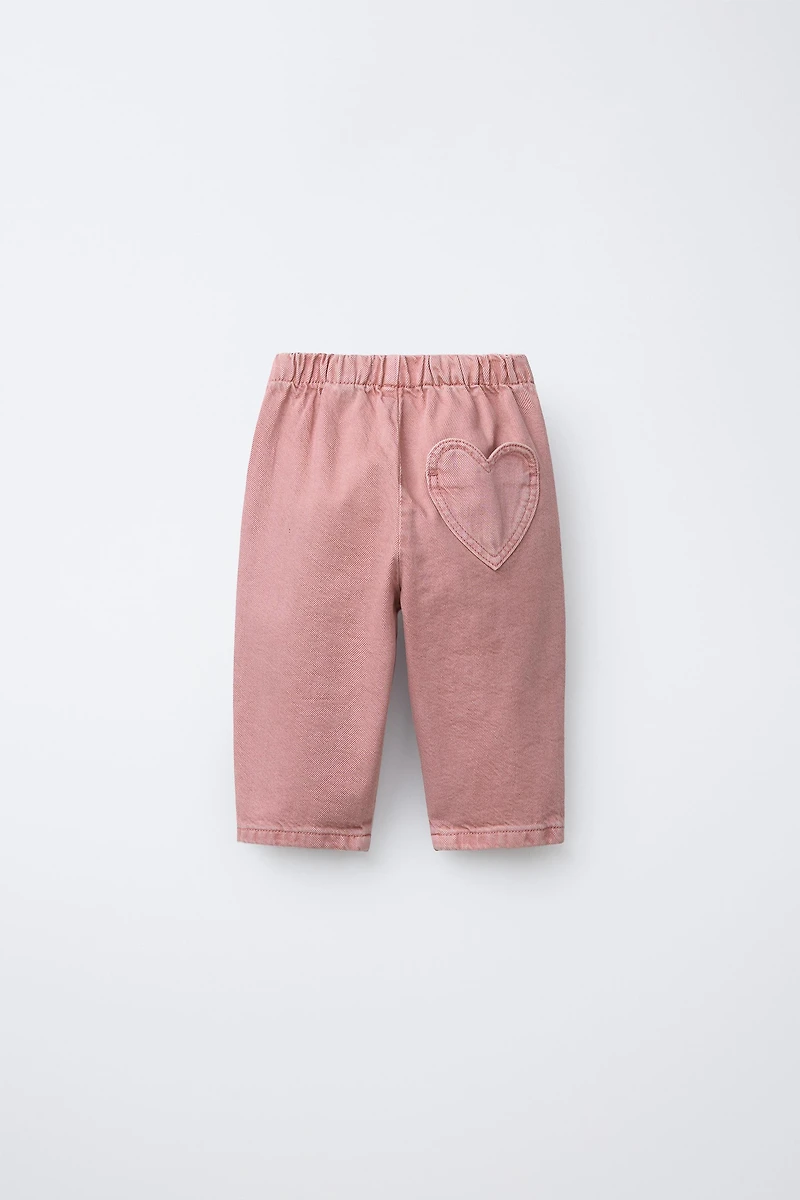 BAGGY TWILL PANTS WITH HEART POCKET