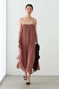 Flowing double-layer midi dress