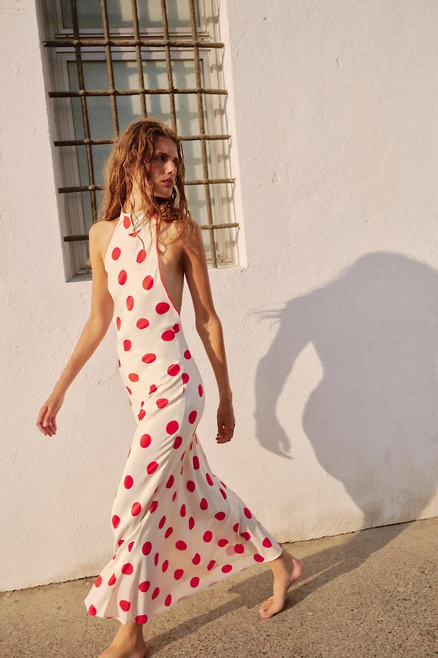zara dotted midi corset dress Zara Corset Dress Zara Straight/Cowl Neck Satin Effect Corset Midi Dress In Pink/Lilac