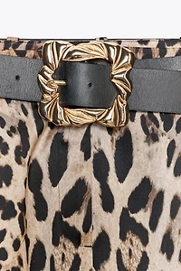 SATIN WIDE-LEG BELTED PANTS