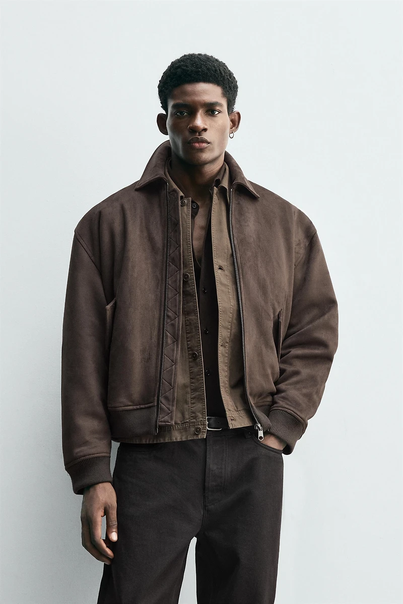 BLOUSON MATELASSÉ EFFET DAIM