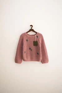 ZARA TIMELESS - PULL EN MAILLE FLEURS BRODÉES
