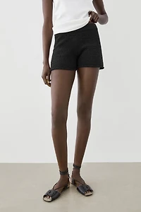 Textured knit shorts