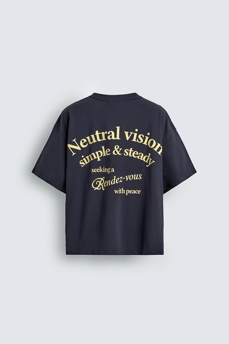 CONTRASTING TEXT PRINT T-SHIRT