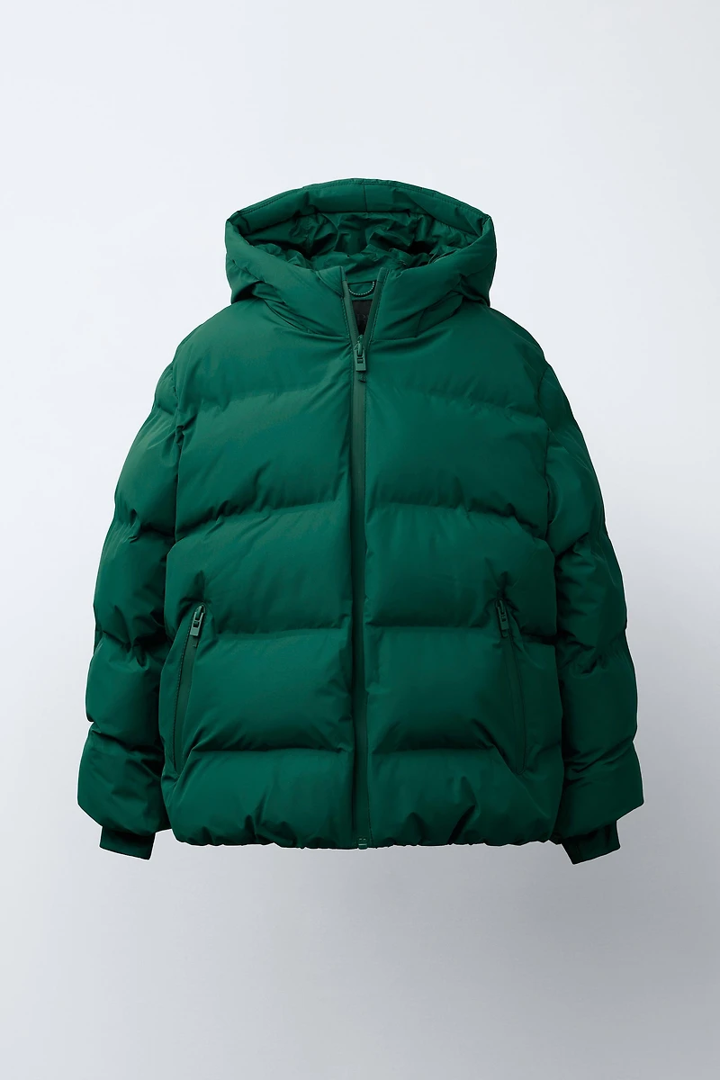 WATER REPELLENT LABEL PUFFER COAT
