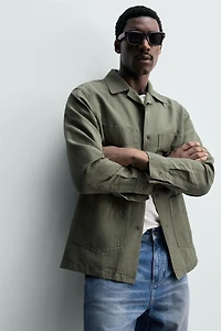RELAXED FIT OVERSHIRT WITH LINEN