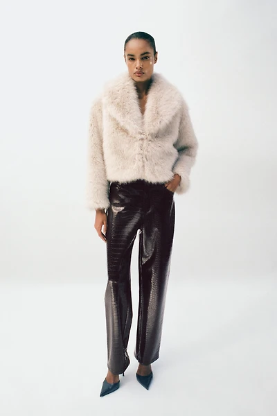 FAUX FUR LAPEL COLLAR JACKET