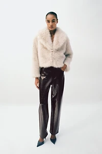 FAUX FUR LAPEL COLLAR JACKET