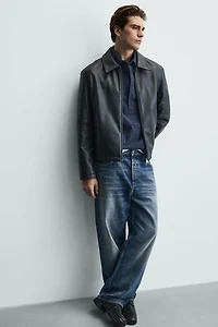 REGULAR FIT FAUX LEATHER JACKET