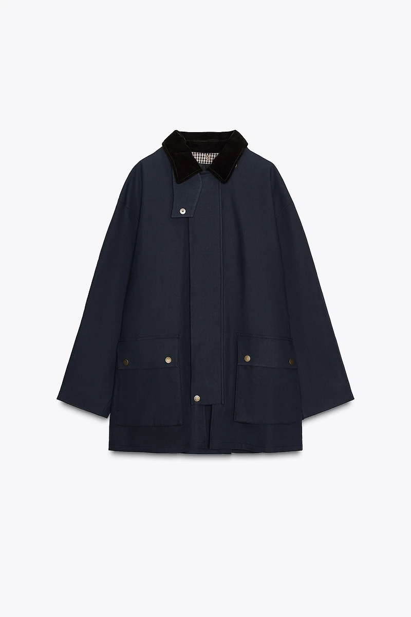 LIMITED EDITION CONTRAST COLLAR HOODIE TRENCH COAT ZW COLLECTION
