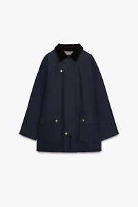 LIMITED EDITION CONTRAST COLLAR HOODIE TRENCH COAT ZW COLLECTION