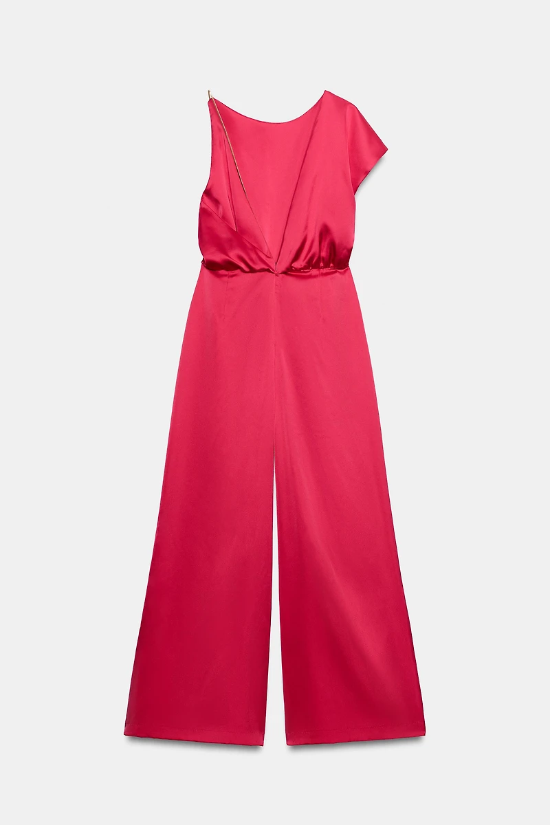 SATIN EFFECT ASYMMETRICAL JUMPSUIT