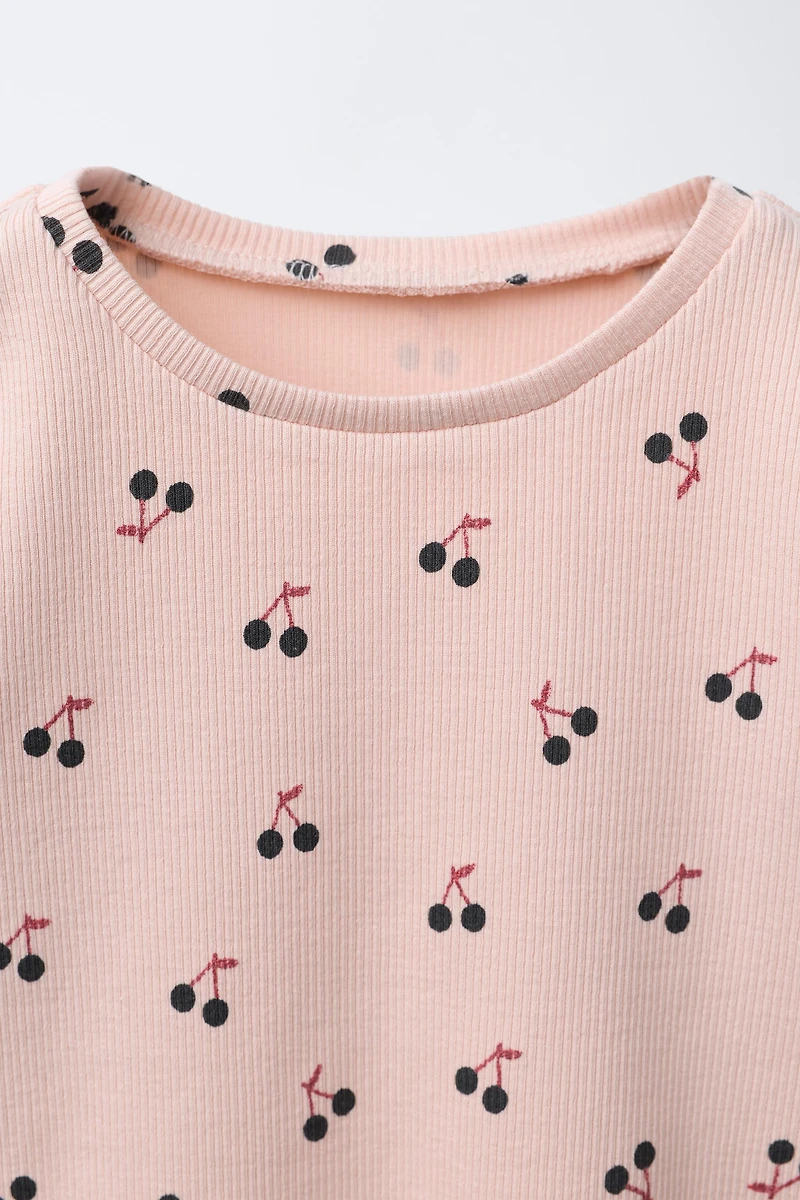 T-SHIRT CÔTELÉ IMPRIMÉ