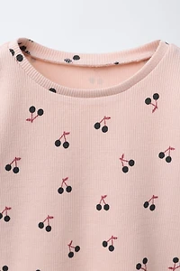 T-SHIRT CÔTELÉ IMPRIMÉ