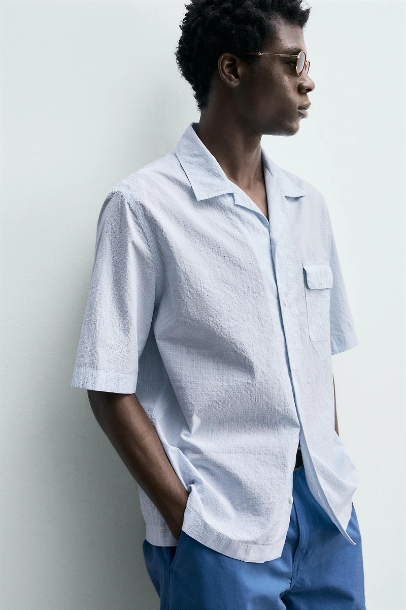 CHEMISE À CARREAUX TEXTURÉE