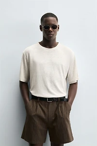 HEMP-VISCOSE STRIPED T-SHIRT
