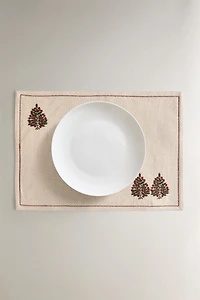 SET DE TABLE INDIVIDUEL EN COTON SAPINS DE NOËL