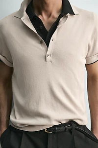 COTTON BLEND KNIT POLO SHIRT