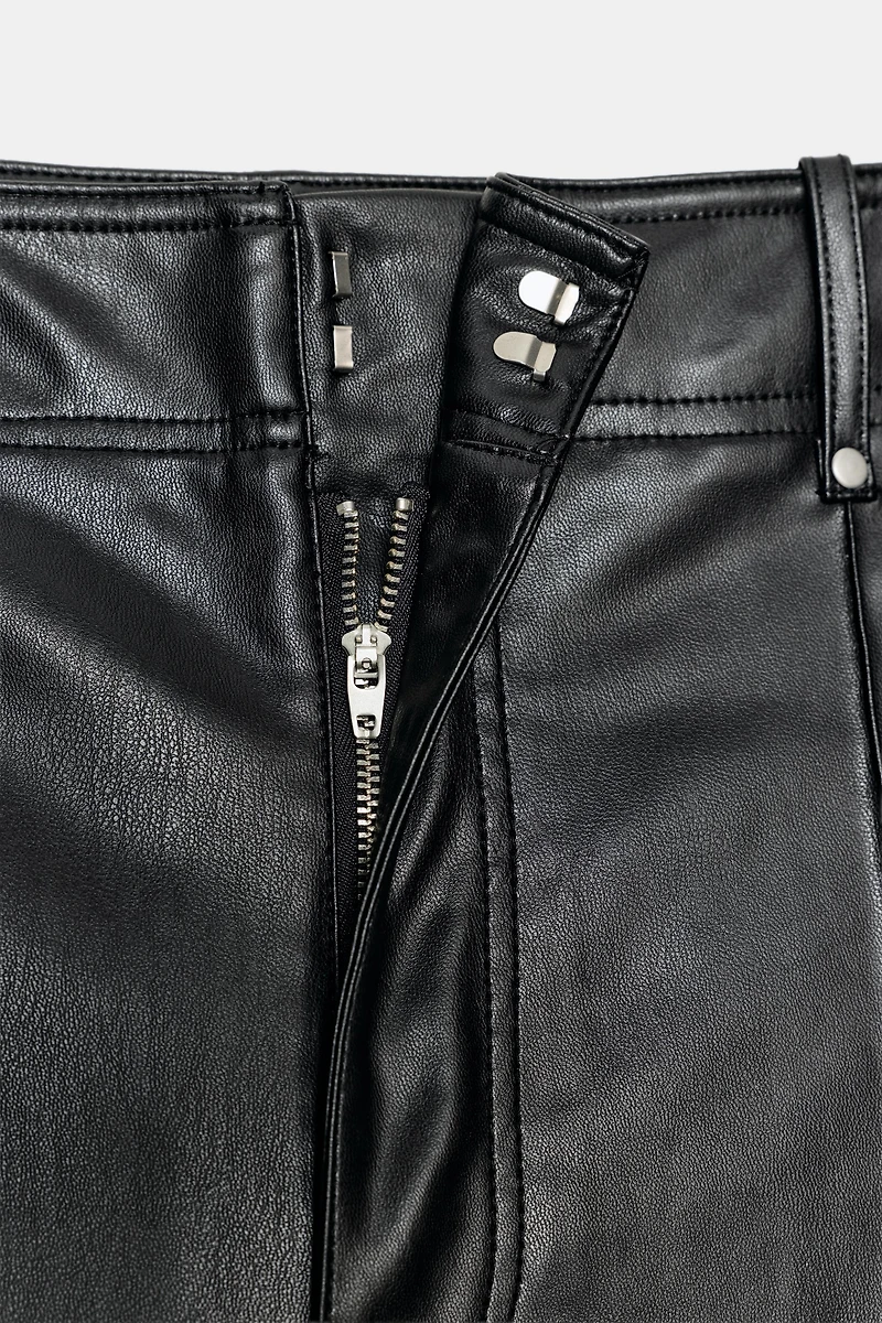 ZW COLLECTION FAUX LEATHER TAILORED WIDE LEG PANTS