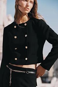 DOUBLE BREASTED SHORT BLAZER