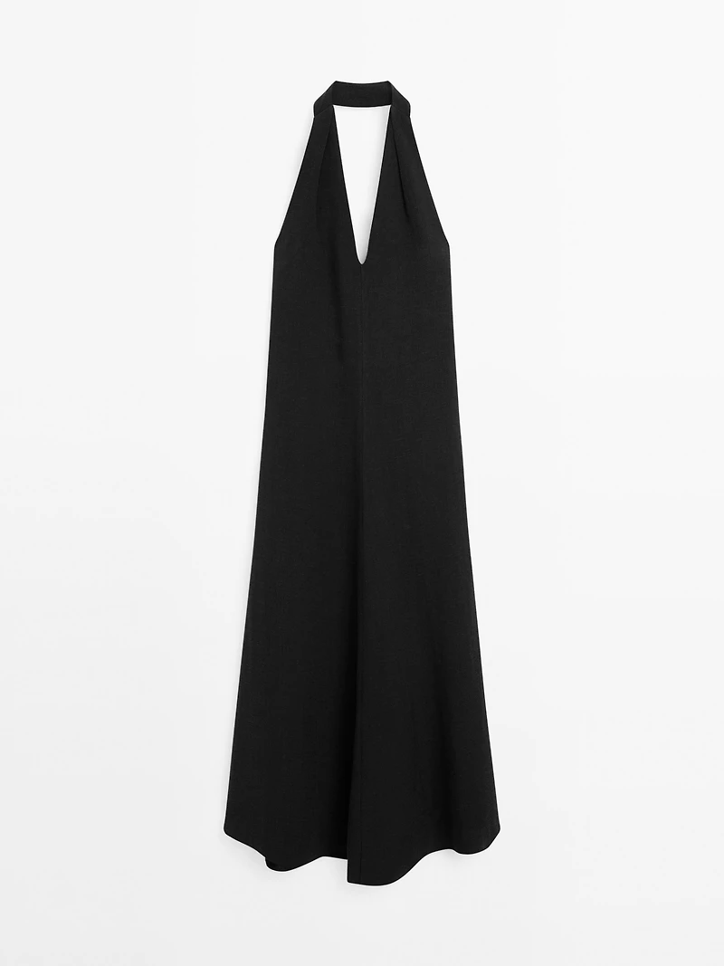 Halter midi dress with low-cut back