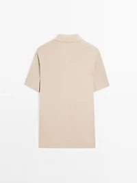 Textured cotton knit polo shirt