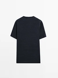 T-shirt en maille contrastant lin mélangé