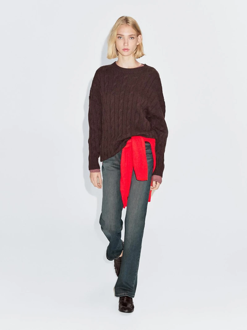 Pull en maille tressée 100 % cachemire