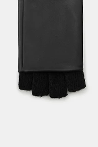 COMBINATION FAUX LEATHER MITTENS