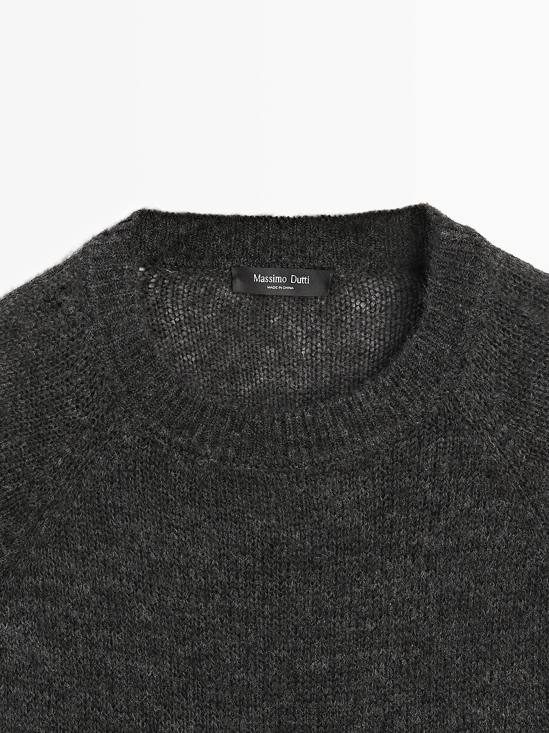 Pull en maille à manches raglan avec laine d'alpaga