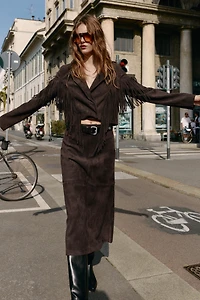 FAUX SUEDE FRINGED JACKET