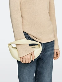 Mini sac à main demi-lune en cuir nappa