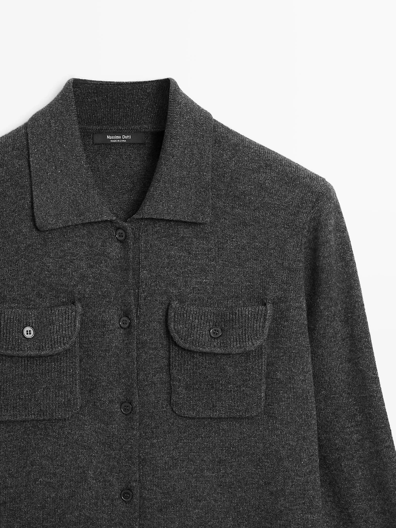 Cardigan avec poches en laine mélangée