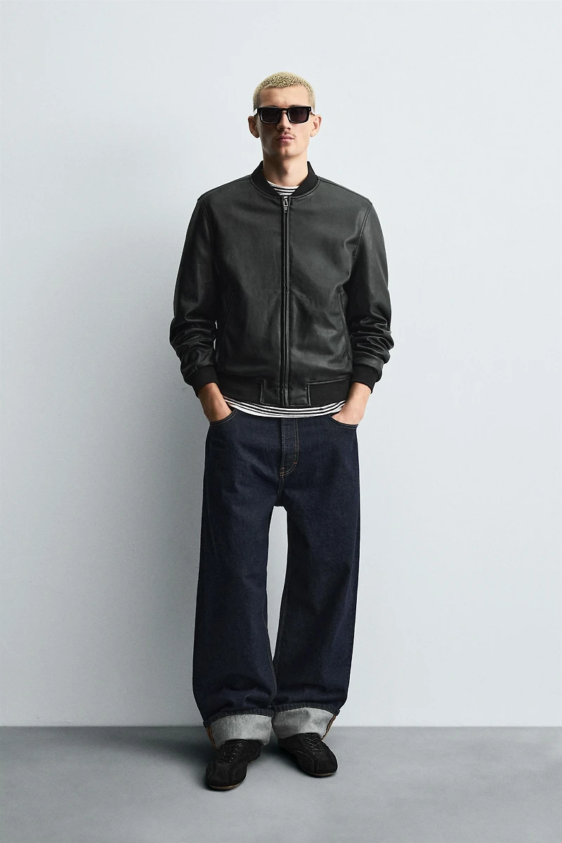 FAUX LEATHER BOMBER JACKET