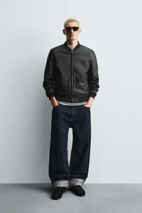 FAUX LEATHER BOMBER JACKET